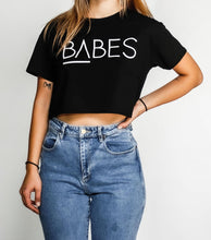 Load image into Gallery viewer, personalised woman fashion stylish babes apparel attire white tee basics black tee crop tee long sleeve basics capsule wardrobe
